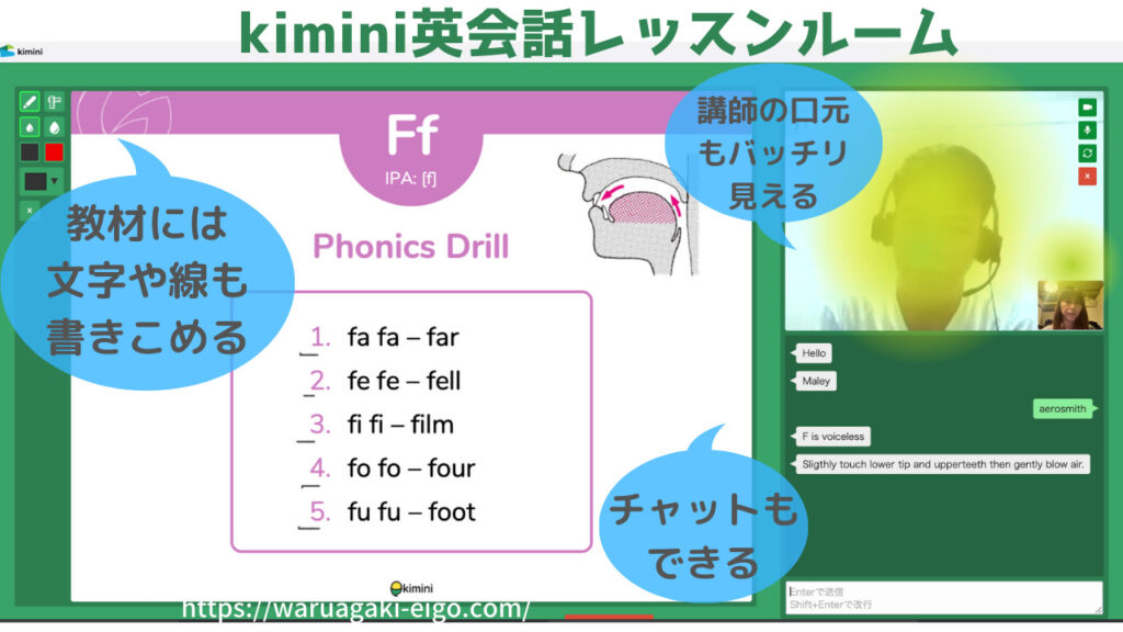 kimini英会話のレッスン風景
