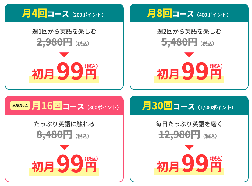 QQキッズ　初月99円キャンペーン　8月