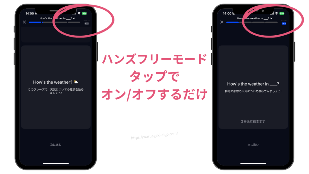スピーク(Speak )2. 手が離せる「ハンズフリーモード」