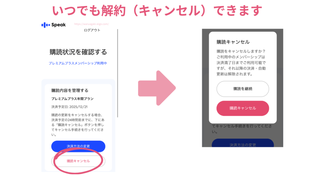 スピーク(Speak)解約は本当に簡単?実際にやってみた手順