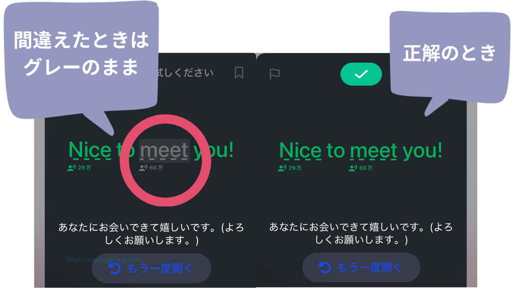 スピーク(Speak)で実際に私がレッスンした画面 文字を見て確認